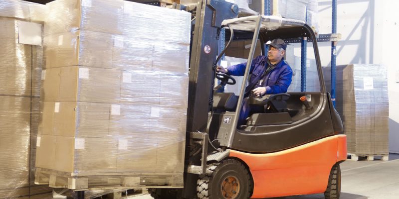 forklift at work with driver